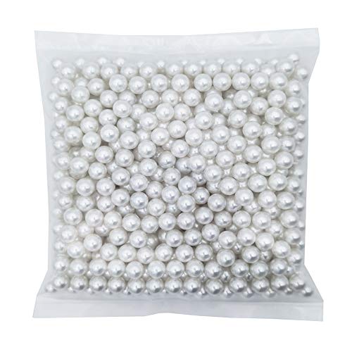 INSPIRELLE 580pcs White Undrilled ABS Art Faux Pearls for Vase Fillers, 10mm No Hole Makeup Beads to Hold Brush Eyeliner, Imitation Round Pearl Beads for Table Scatter Home Wedding Decoration - color: White, size: 10mm