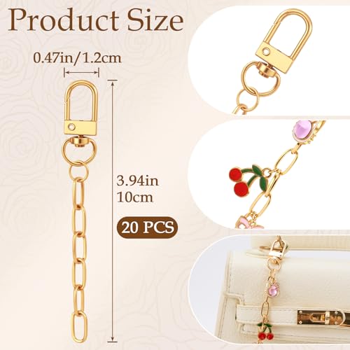 Hzopcw 20pcs Gold Keychain Making Kit, Key Ring Swivel Snap Hook Chains, Extender Keychain Bag Charm Kits for DIY Crafts Jewelry Making Handbag Purses - color: Gold-20pcs-A Style