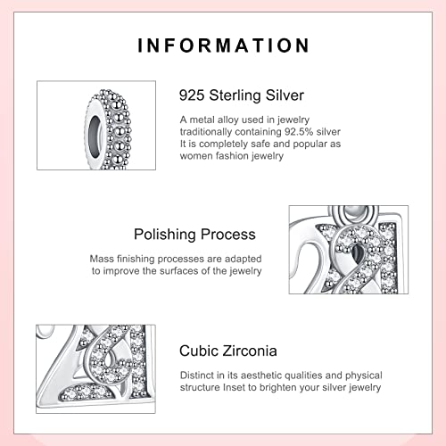 Love Family Friendship Graduation Mothers Nurses Day S925 Bead Pendant Charms for Pandora Bracelets Necklaces, Gifts Women, for Anniversary Birthday Valentines Day Christmas, Silver Gold - style: Number 21 Charms Pendant
