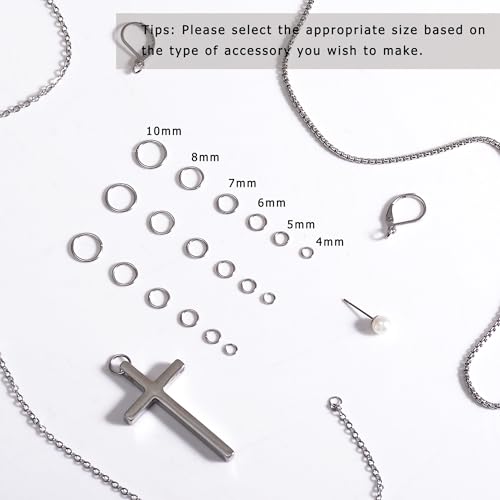 2000 Pieces Stainless Steel Jump Rings for Jewelry Making, 7mm, 18 Gauge Thickness, Silver (7mm) - color: 7mm