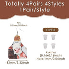 Elecrelive 4 Pairs Western Style Imitation Leather Earrings Beer Bottle Shape Pendants in Flower Cattle Cowboy Hat Pattern with 10pcs Plastic Ear Nuts for Boho Earring DIY Jewelry Making - color: Western Style-4