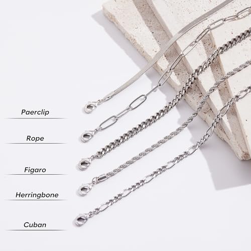 Gold Bracelets Set for Women Stack, Chunky Thick Bracelets Stack for Women Trendy, Simple Dainty Thin Gold Plated Cuff Stackable Bracelets With Beaded Cuban Paperclip Snake Rope Bangle Hand Chain Jewelry - style: Style 02-silver