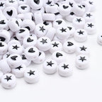 100Pcs Letter Beads 4x7mm White Round Acrylic Alphabet Beads Letter Heart & Star Beads for Jewelry Making DIY Bracelets Necklaces Key Chains - color: Heart & Star 100Pcs