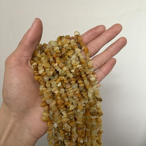 Natural Chip Stone Beads About 200pcs Yellow Aventurine Stones 5-8mm Irregular Gemstone Healing Crystal Loose Rocks for Bracelet Necklace Earrings Jewelry Making(Yellow Aventurine) - color: yellow Aventurine
