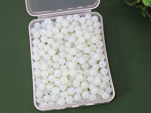 500PCS 8mm Milky White Glass Round Beads Bulk,Imitative Jade Beads Kit, Bracelet Space Loose Beads for Jewelry Making Earring, Necklaces, DIY Crafts & Gifts #351 - size: 8mm Milky White #351