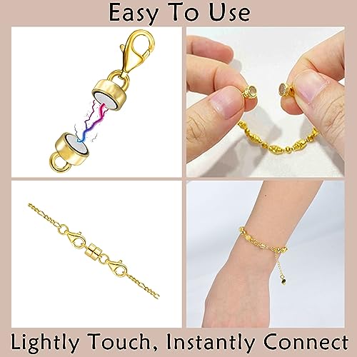 OHINGLT Magnetic Necklace Clasp Extra Strong, Gold and Silver Plated Magnet Jewelry Clasps Converters, Bracelet Extender for Women Seniors - color: 12Pcs | 6Gold & 6Silver