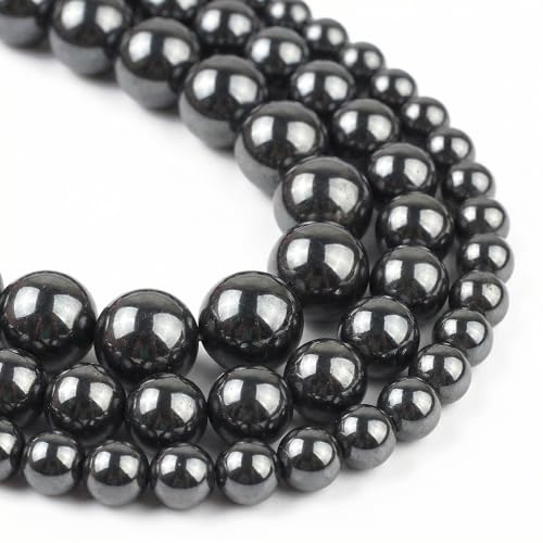 Yochus 35pcs Black Hematite Beads，10mm Healing Power Natural Stone Round Loose Beads for Jewelry Making Earring Necklace DIY Crafts - color: Black Hematite, size: 10mm 35beads