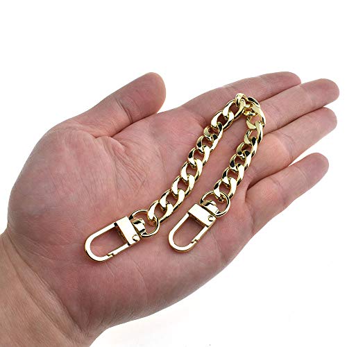 HAHIYO Purse Chain Strap 7.9 inches Light Gold for Shoulder Cross Body Sling Purse Handbag Clutch Replacement Comfortable Flat 0.4' Wide Enough 2.4mm Extra Thick Metal 1 Pack - size: Light Gold 7.9 inches