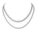 2PCS Cuban Link Chain Set for Men - Gold/Silver Plated Stainless Steel Layered Chain Necklace Non-Tarnish Jewelry Gift 16"/18", 18"/20", 20"/22", 22"/24" - color: Silver Chain, size: 20inch+22inch