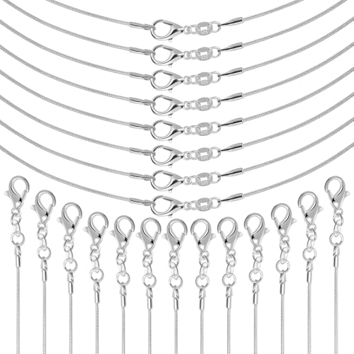 PAXCOO 25 Pack Chains for Jewelry Making, Necklace Chains Bulk Silver Plated Snake Chains for Necklace Jewelry Making, 1.2 mm - size: 24 Inches