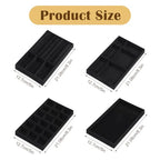 8 Pack 4 Styles Velvet Jewelry Tray, 8" x 5" Jewelry Organizer Tray Stackable Jewelry Storage Tray, Drawer Jewelry Tray for Rings, Earrings, Necklace, Bracelet, Black
