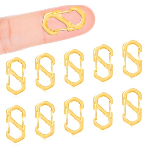 10Pcs Double Opening Lobster Clasps Necklace Shortener Clasp Bracelet Clasps and Closures Stainless Steel Necklace Clasp S Lock Chain Shortener for Necklace Bracelet Connector Jewelry Making(Gold,L) - color: 10PCS-Gold, size: Large