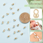 BENECREAT 20Pcs Real 14K Gold Plated Crimp Ends, Round Brass Bead Tips Calotte Ends, Clamshell Knot Cover for Jewelry Making DIY Findings Crafts, Hole: 2mm