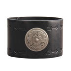 GelConnie Leather Cuff Bracelet Punk Braided Bracelets Rock Leather Wristbands Faux Mens Leather Bracelet Gothic Viking Bangle Adjustable Wrap Bracelet for Women,Men - color: Flower Black Bracelet