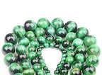 Bymitel 90 pcs Round Loose Stone Beads Gemstone Spacers for Charm DIY Jewelry Making 15.5" per Strand 4mm (Green Tiger's Eye, 4mm) - color: Green Tiger's Eye, size: 4mm