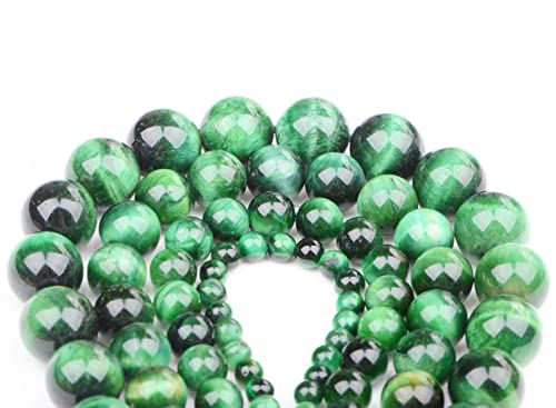 Bymitel 90 pcs Round Loose Stone Beads Gemstone Spacers for Charm DIY Jewelry Making 15.5" per Strand 4mm (Green Tiger's Eye, 4mm) - color: Green Tiger's Eye, size: 4mm
