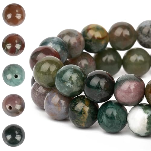 HAAMIIQII 6mm Natural Indian Agate Beads Round Gemstone Loose Beads for Jewelry Making 2 Strands (120-130pcs) - color: Indian Agate, size: 6mm (120-130pcs)