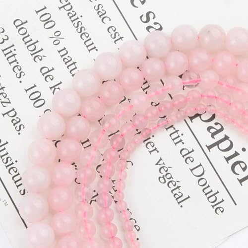 About 60pcs 6mm Natural Stone Beads Rose Quartz Beads Crystal Gemstone for Jewelry Making, DIY Bracelet Necklace - color: Rose Quartz, size: 6mm