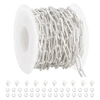 GTVOODX Chunky Paperclip Chain Roll Silver 4 Meters Stainless Steel Handmade Paper Clip Link Chains Spool Bulk for Women Jewelry Making with Lobster Clasps Jump Rings - color: Silver Thick Paperclip Chains