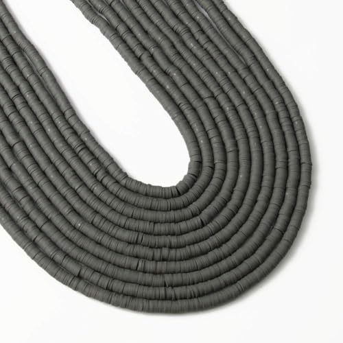 3600 pcs Gray Clay Beads for Bracelets Making, 10 Strands Flat Round Polymer Clay Disc 6mm Spacer Heishi Beads for Jewelry Making Earring Necklace - color: Gray