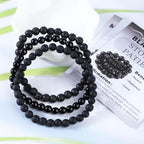 2/3-Pieces 4mm 6mm 8mm Natural Crystal Gemstone – Handmade Reiki Energy Healing Stretch Bracelets Jewelry for Yoga, Meditation, Unisex - color: 3 Pieces (BlackLava&BlackOnyx&MatteBlackAgate), size: 6mm