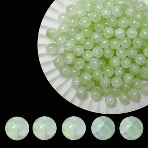 8mm Crackle Glass Beads for Jewelry Making, 700Pcs Round Crystal Beads for Bracelets, DIY Crafts (Green Crackle) - color: Green Crackle