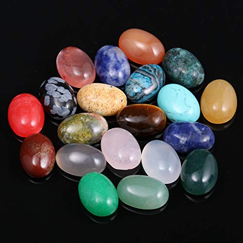 CAB 20-Piece Natural Stone Cabochon Beads for Jewelry Making - Oval, Random Color, Crystal Quartz, Size 10x14mm - size: 10x14mm