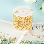 YOUBEIYEE 4 Meters 18K Gold Plated Chains for Jewelry Making Embossed Rolo Chain Light Gold Plated Brass Jewelry Chains with Jump Rings and Lobster Clasps - color: Embossed Rolo