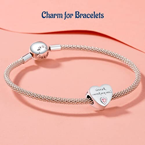 Mothers Day Birthday Number Love Family Friendship Graduation Auntie Grandma Dad Mom Charms for Pandora Bracelets Necklaces, Gifts Women, for Anniversary Valentines Christmas - style: Auntie Charm