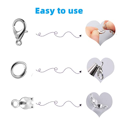 Olylkx 720pcs Lobster Claw Clasps, Bead Tips Knot Covers, Open Jump Ring Connectors, Jewelry Making Accessories Set (12 Styles)