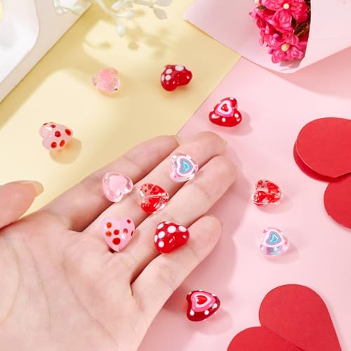 Craftdady 12Pcs Lampwork Glass Heart Beads Handmade Drawn Enamel Beads with Polka Dot Colorful Sweet Love Heart Loose Spacer Bead for DIY Earring Necklace Bracelet Jewelry Making - color: Polka Dot Heart