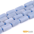 GEM-Inside 28Pcs 8x12mm Natural Blue Anglite Stone Gemstone Faceted Freeform Tube Column Chakra Beads for Jewelry Making Full 15" Strand Power Energy Healing Stone - color: Blue Anglite