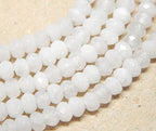 Perlin Agate & Jasper Gemstone Strand Beads 4 mm Rondelle 110 Pieces Jewellery Beads Semi-Precious Stone for Jewellery Necklace Bracelet Earrings (White Agate) - color: White Agate