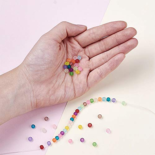 FASHEWELRY 200Pcs Transparent Frosted Glass Bead 4mm Matte Crystal Glass Loose Beads for DIY Jewelry Making (Dark Red) - color: Dark Red