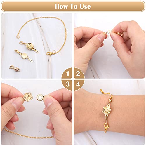 18 Pcs 3 Styles Magnetic Necklace Clasps and Closures, Rose Round Cylindrical Jewelry Magnetic Clasp Connector Locking Magnetic Clasp Bracelet Extender for Jewelry Making (Gold, Silver) - color: Gold Silver