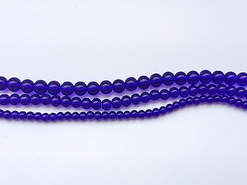 Glass Beads 6mm 140pcs Round Smooth Loose Beads for Bracelet Necklace Jewelry Making Craft DIY（6mm, 50605 Dark Blue） - color: Dark Blue, size: 6mm