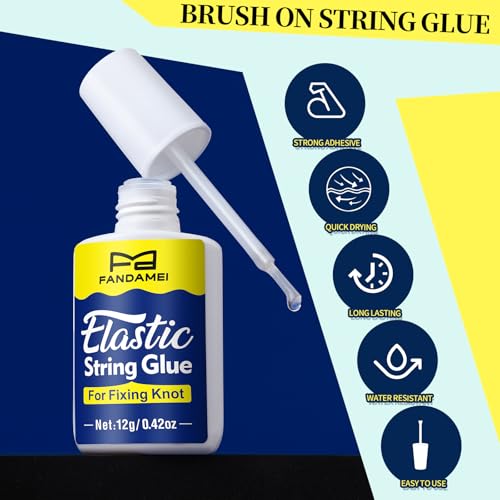 FANDAMEI Elastic String for Bracelets Making Kit, 1mm&0.8mm Clear Bracelet String, Stretchy String with 24g Jewelry Glue for Elastic String & 2 Beading Needles for DIY Necklaces, Bracelets & Jewelry