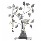 MyGift Silver Metal Jewelry Tree with Bird Nest - Holds up to 48 pair Earrings - color: Silver