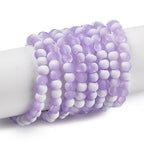 KISSITTY 50pcs Matte Beads Gradient Color Glass Frosted Crystal 6mm Rondelle Lilac Bead Center Drilled Loose Craft Beads for Jewelry Making Earring Bracelet Necklace DIY Crafts - color: Lilac