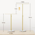 Gold Necklace Holder Jewelry Organizer Stand – Adjustable Height T‑Bar Jewelry Display with White Marble Base, Necklace & Bracelet Holder, Countertop Jewelry Stand - color: Gold & White