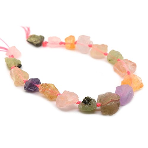 Natural Multi-Color Quartz Crystal Nugget Raw Graduated Beads Strand 2mm Hole Drilled - color: Multicolor Assorted Quartz