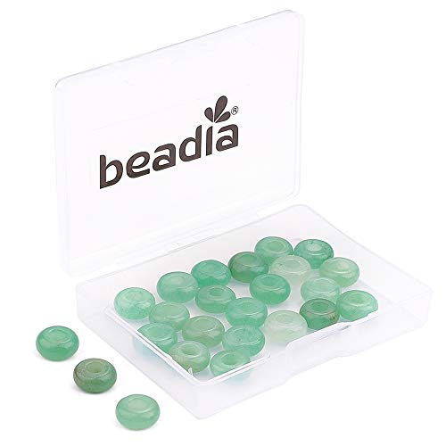 BEADIA Natural Green Aventurine Rondelle Stone with Large Hole (4mm) Loose Semi Gemstone Beads for Jewelry Making 10mmx4mm 24pcs - color: Green Aventurine, size: 10mm x 4mm