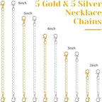 Magnetic Necklace Clasp & Extender Chain Set, 5 Styles Strong Magnetic Necklace Clasp and Closures for Jewelry Connector, Gold & Silver (24pcs) - color: 24pcs