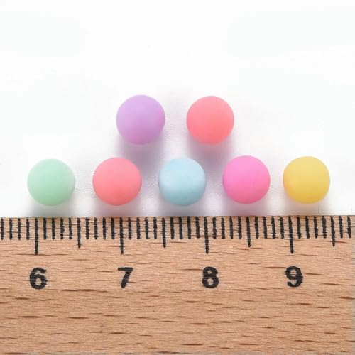400pcs Round Frosted Acrylic Matte Beads No Hole 6mm Opaque Mixed Color
