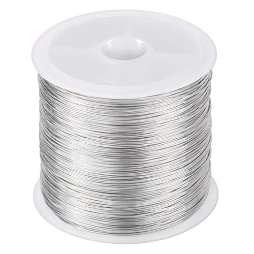 MIKIMIQI 328Ft Jewelry Wire - 26 Gauge Tarnish Resistant Copper Beading Wire for Jewelry Making, 0.4mm X 100m (Silver Color) - color: Silver