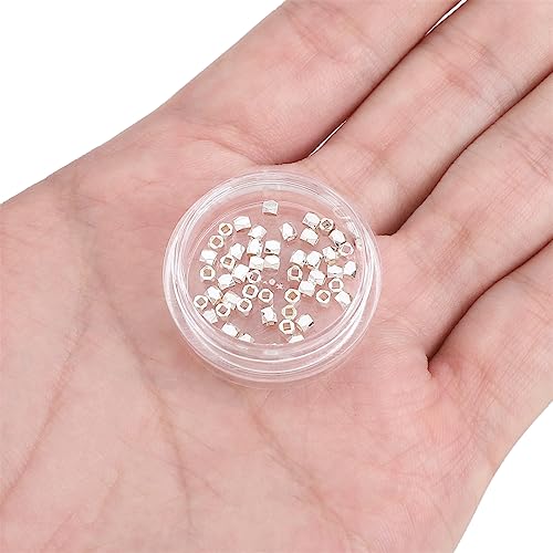 BEADIA Silver Plated Faceted Spacer Beads 2x2mm 50pcs for Jewelry Making Findings Non Tarnish - color: Silver, size: 2x2mm Faceted