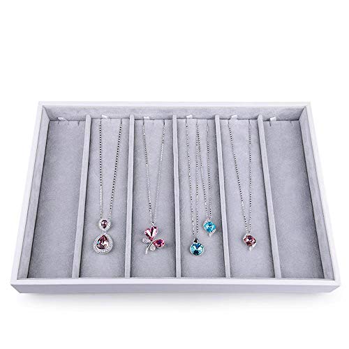 Oirlv Velvet Stackable Jewelry Tray Necklace Pendant Organizer Display Showcase Jewelry Storage trays - size: 6 Grids Necklace Tray