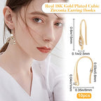 Beebeecraft 10Pcs/Box 18K Gold Plated Cubic Zirconia Earring Hooks Rhinestone French Ear Wires Hooks with Dangle Loop for DIY Jewelry Earring Making Findings - color: French Earring Hooks