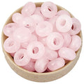 Nupuyai Pack of 30 Large Hole Stone Loose Beads for Jewelry Making, Polished Rondelle European Beads fit Charms Bracelet, Rose Quartz - color: Pink, size: 14x8mm
