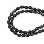 6×8mm Natural Black Agate Gemstone Loose Beads Flat Oval Healing Crystal Loose Stone Beads for Jewelry Necklace Bracelet Earring Craft - color: Black Agate